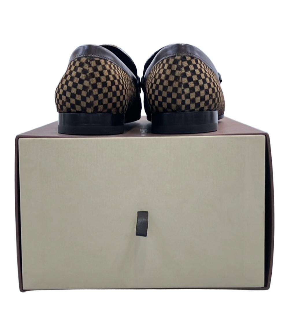 ルイ・ヴィトン ハラコ ローファー ダミエ柄 メンズ SIZE 6 1/2 (S) LOUIS VUITTON
