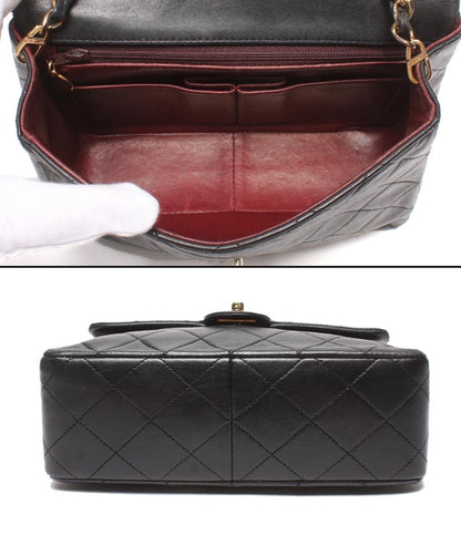 CHANEL チェーンショルダーバッグ 肩掛け ゴールド金具 ラムスキン マトラッセ シングルチェーン シングルフラップ 1番台 レディース シャネル