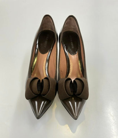 GIORGIO ARMANI ポインテッドトゥパンプス リボン レディース SIZE 37 1/2 ジョルジオアルマーニ