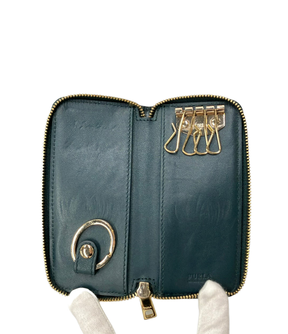 FURLA 4連キーケース ラウンドファスナー クロコ型押し レディース フルラ