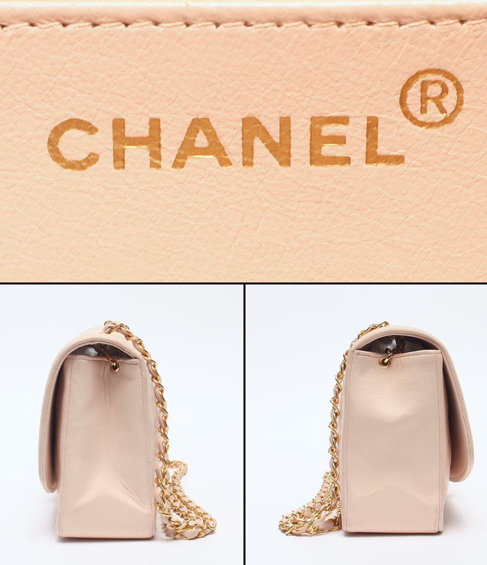 CHANEL チェーンショルダーバッグ 肩掛け ゴールド金具 ダイアナ25 マトラッセ シングルフラップ シングルチェーン ラムスキン ココマーク 2番台