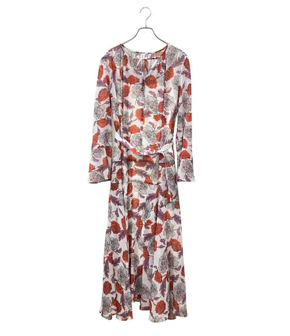 美品 Diagram 長袖 フラワープリント ワンピース レディース SIZE 38 ダイアグラム