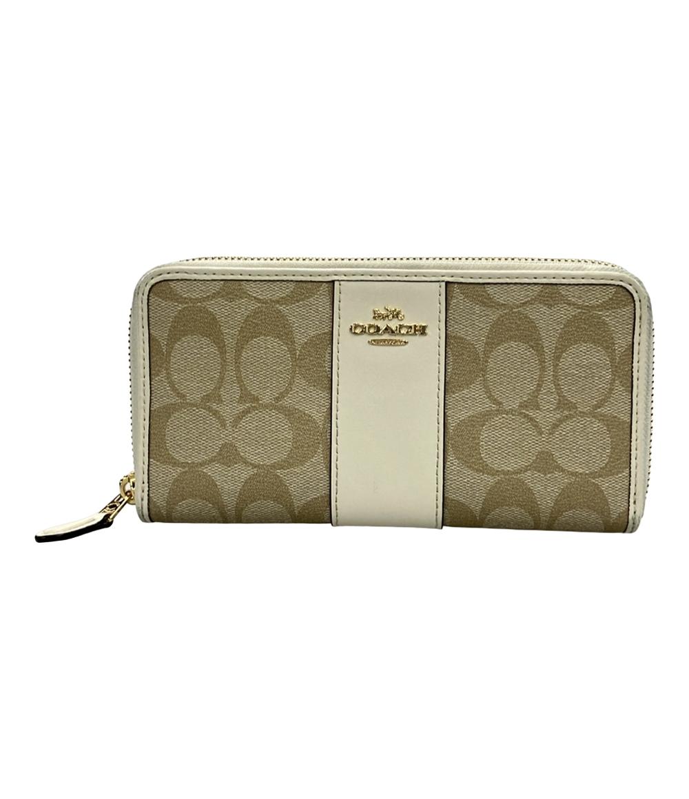 コーチ ラウンドファスナー長財布 シグネチャー レディース COACH