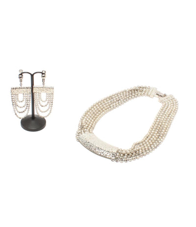 YOHAI チョーカー ネックレス イヤリング ボールチェーン 2点セット レディース