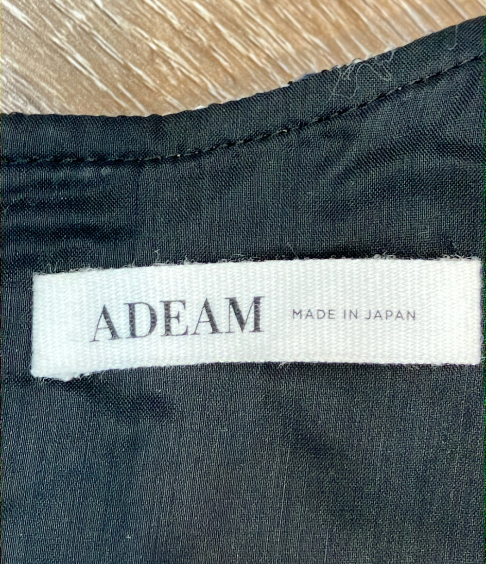 ADEAM ノースリーブワンピース モノトーン ツイード 裾フレア 41191-AROOA03L レディース SIZE 0 (XS) アディアム