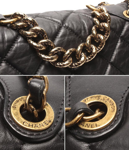 CHANEL 2WAYチェーンハンドバッグ ショルダーバッグ 肩掛け ゴールド金具 パリボンベイ マトラッセ ダブルチェーン シングルフラップ レディース