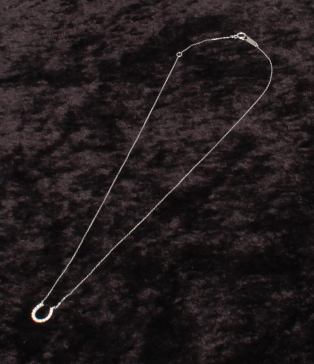 美品 ネックレス Pt900 Pt850 ダイヤ 0.10ct ホースシューモチーフ レディース