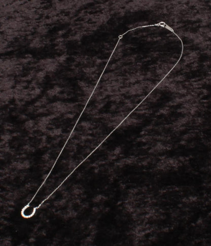 美品 ネックレス Pt900 Pt850 ダイヤ 0.10ct ホースシューモチーフ レディース