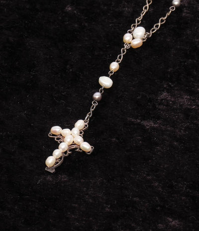 K.T ネックレス 淡水パール クロスモチーフ レディース