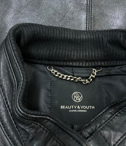 BEAUTY&YOUTH UNITED ARROWS レザージャケット バンドカラー メンズ SIZE XL ビューティアンドユースユナイテッドアローズ