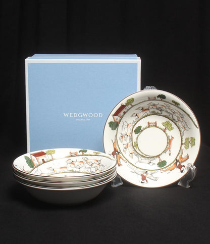 美品 ウェッジウッド ボウル 皿 4点セット 15cm ハンティングシーン WEDGWOOD