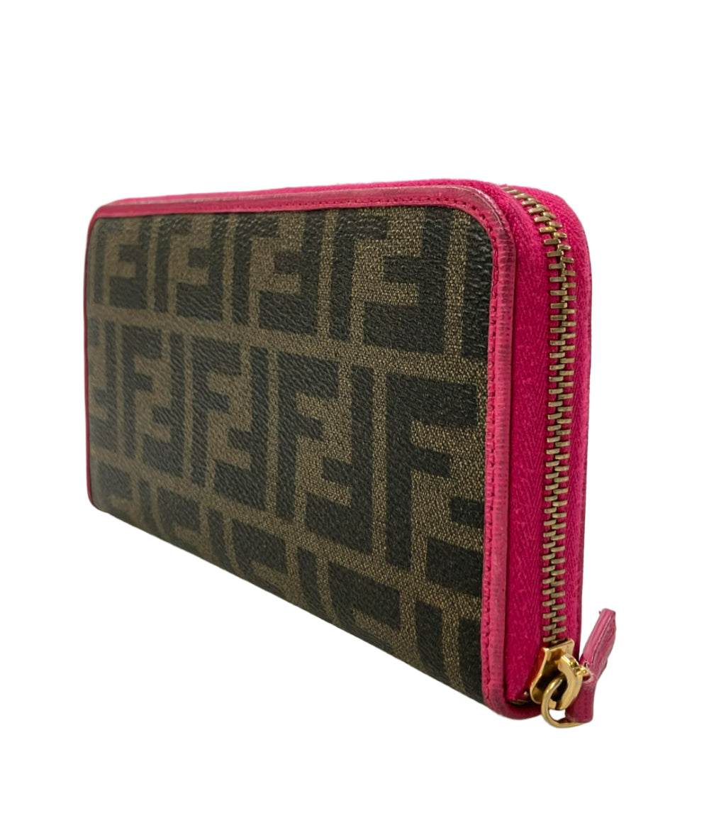 FENDI ラウンドファスナー長財布 キャンバス レザー ズッカ 8M0299 レディース フェンディ