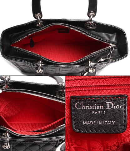 クリスチャンディオール レザーハンドバッグ シルバー金具 レディディオール カナージュ レディース Christian Dior