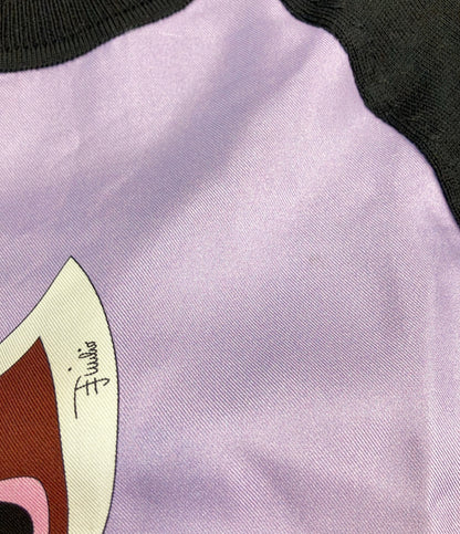 Emilio Pucci 長袖ニット パープル 幾何学模様  シルク混 0EKM28 レディース SIZE XS エミリオ・プッチ