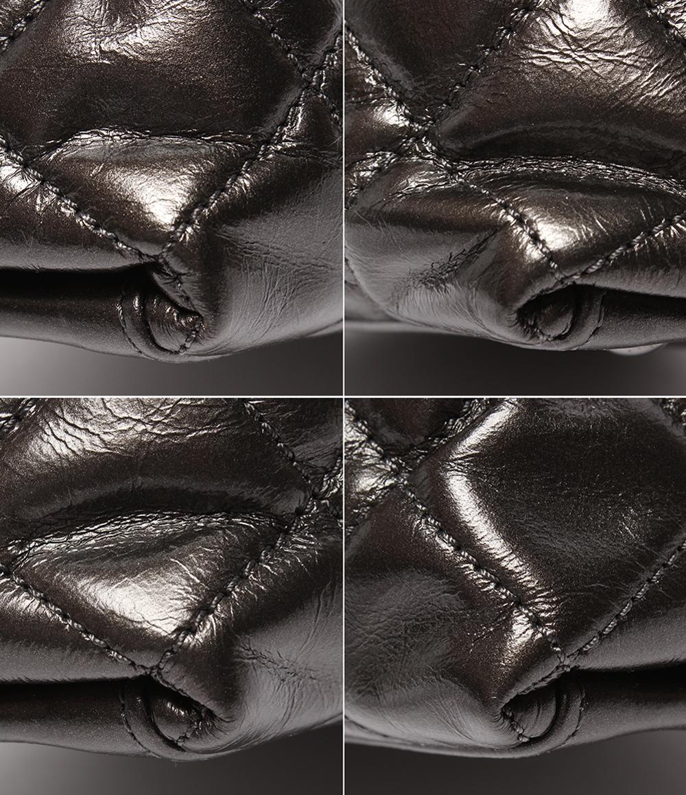 美品 シャネル チェーンショルダーバッグ トートバッグ 肩掛け メタリックグレー カーフスキン ブラック金具 チェーンミートート A50494 レディース