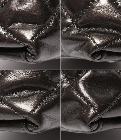 美品 シャネル チェーンショルダーバッグ トートバッグ 肩掛け メタリックグレー カーフスキン ブラック金具 チェーンミートート A50494 レディース