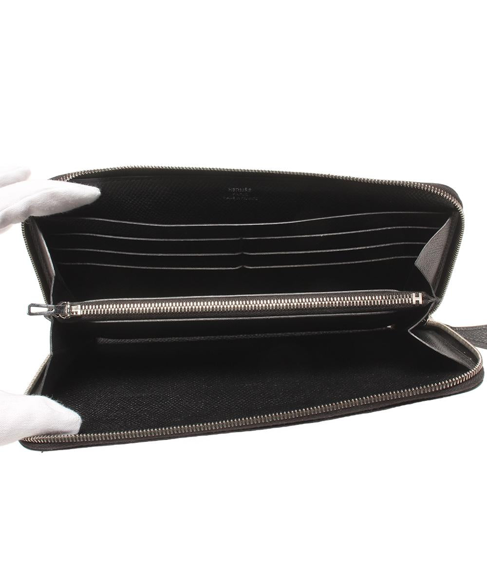 エルメス ラウンドファスナー長財布 Z刻印 シルバー金具 オールレザー アザップロング メンズ HERMES