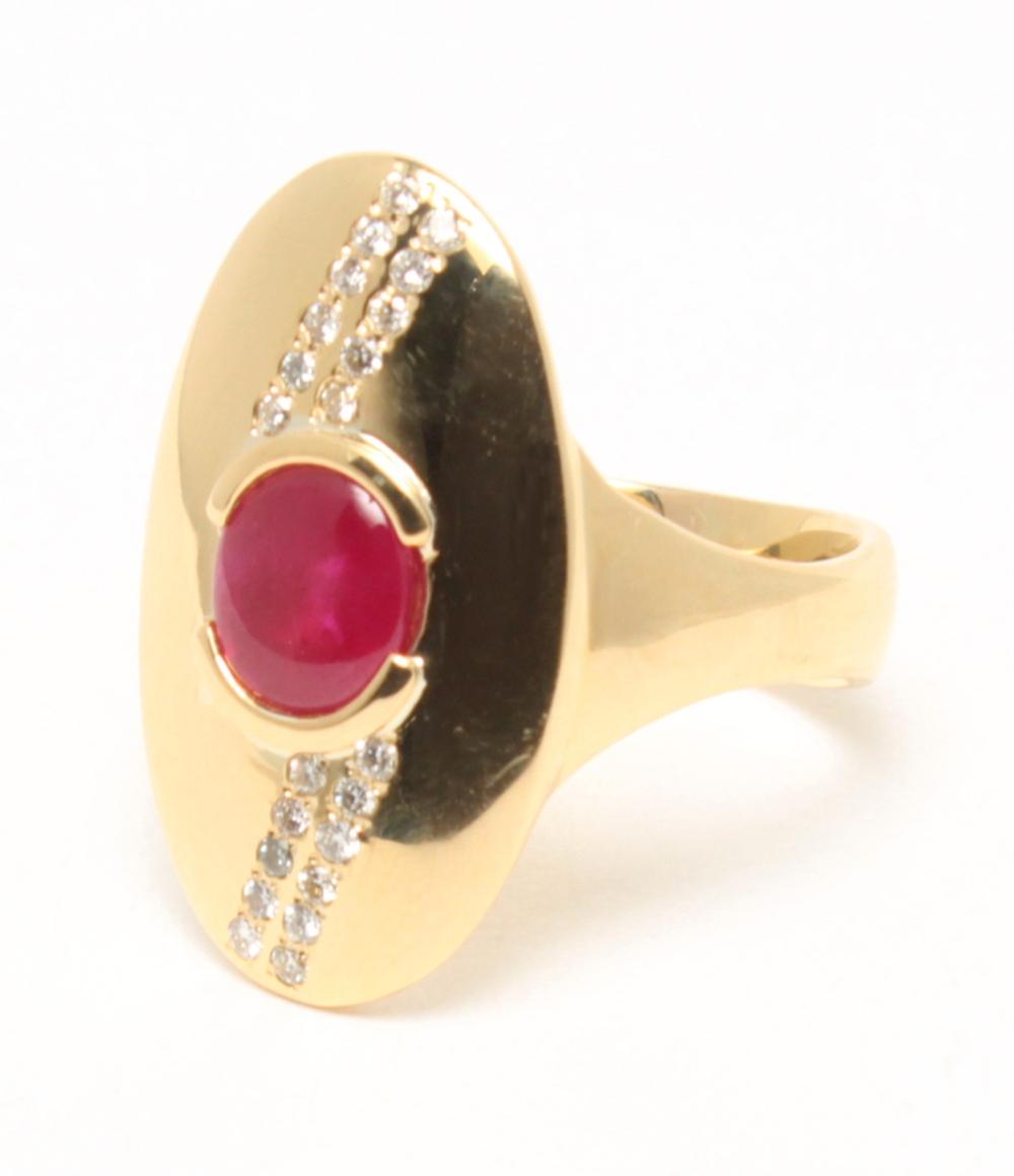 美品 リング 指輪 K18 ルビー 1.34ct ダイヤ 0.18ct レディース SIZE 15号