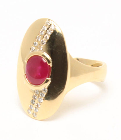 美品 リング 指輪 K18 ルビー 1.34ct ダイヤ 0.18ct レディース SIZE 15号