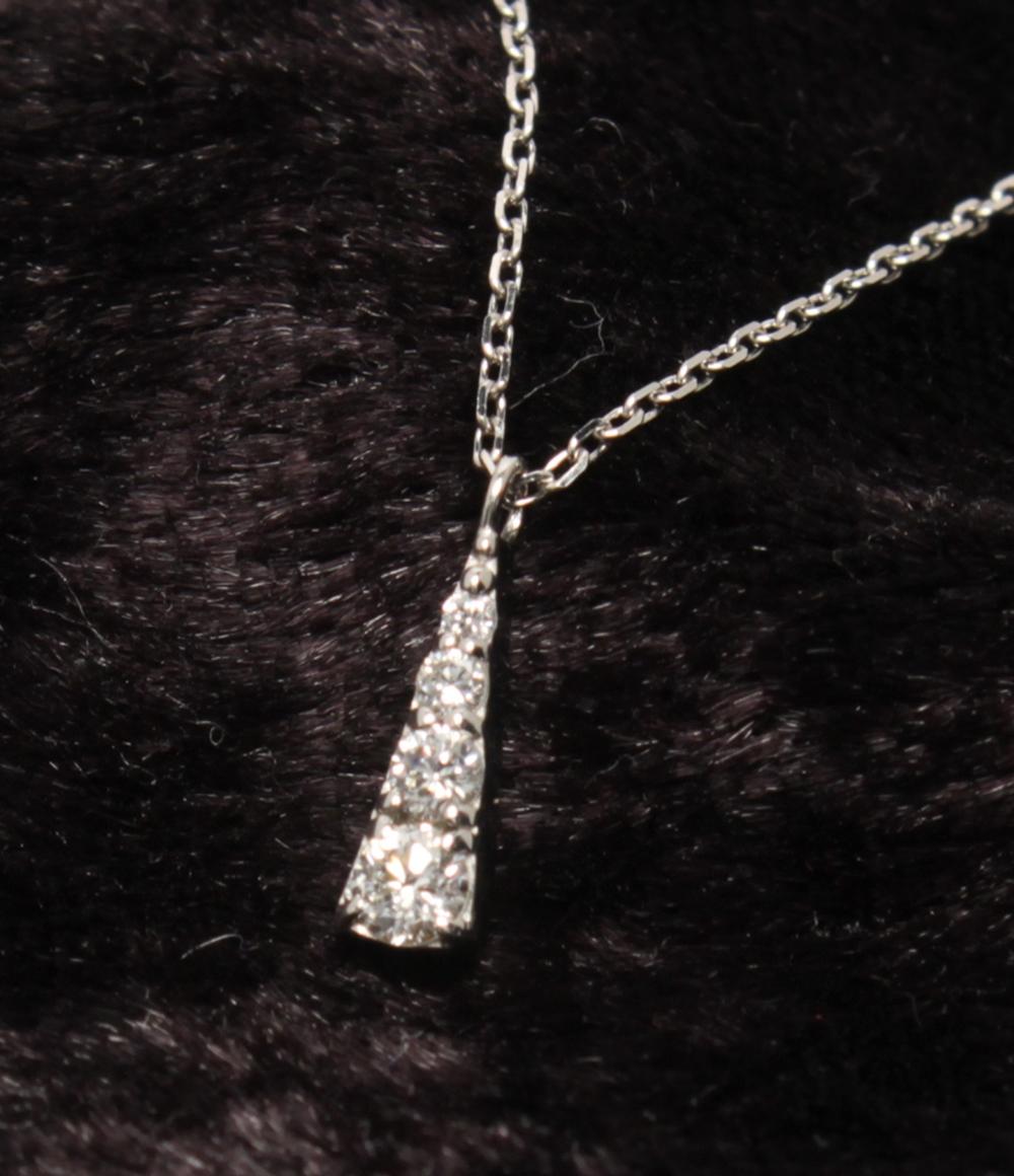 美品 ネックレス K18WG ダイヤ 0.09ct レディース