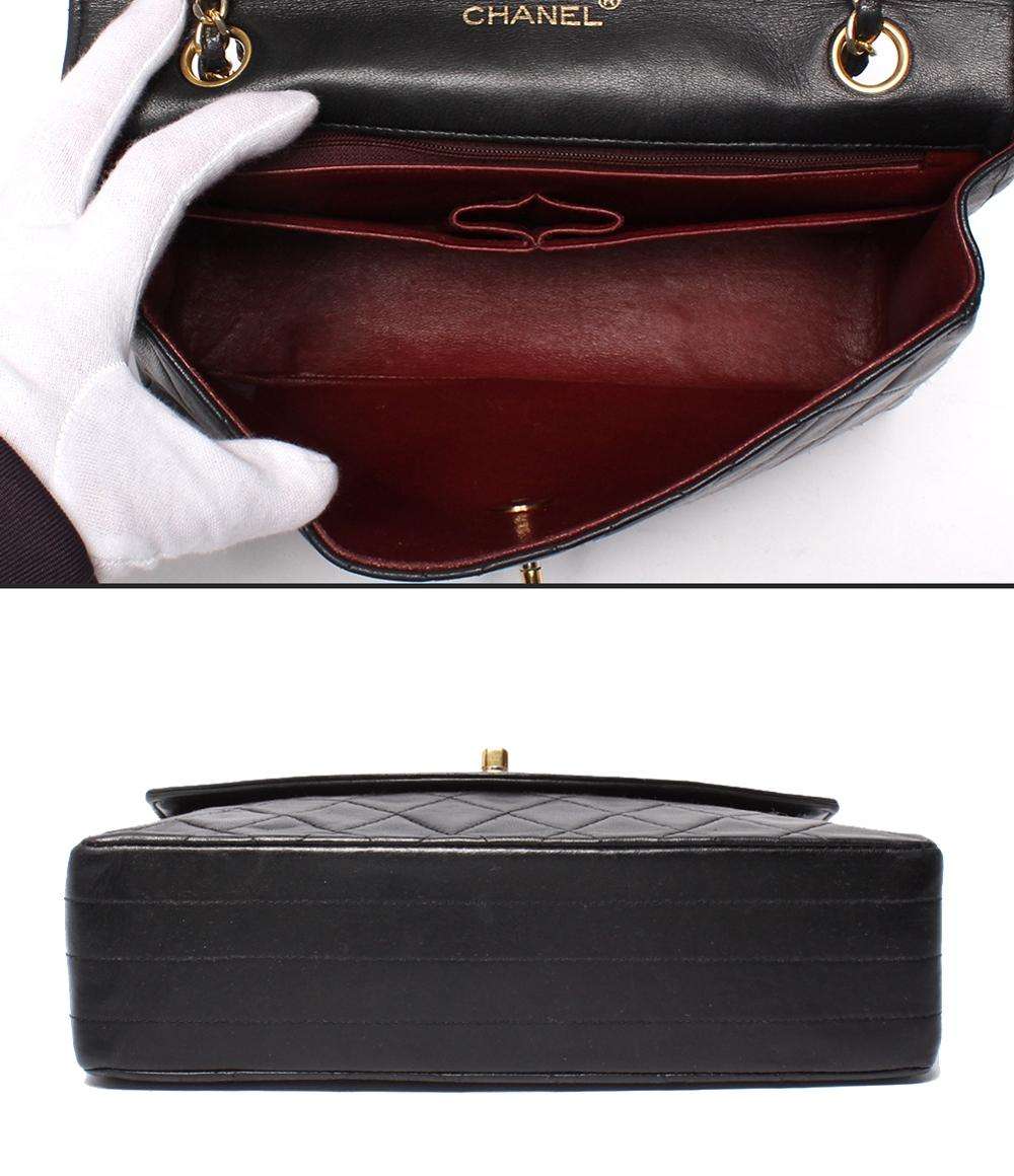CHANEL チェーンショルダーバッグ ダブルチェーン シングルフラップ ゴールド金具 ラムスキン 0番台 マトラッセ25 A1300 レディース シャネル