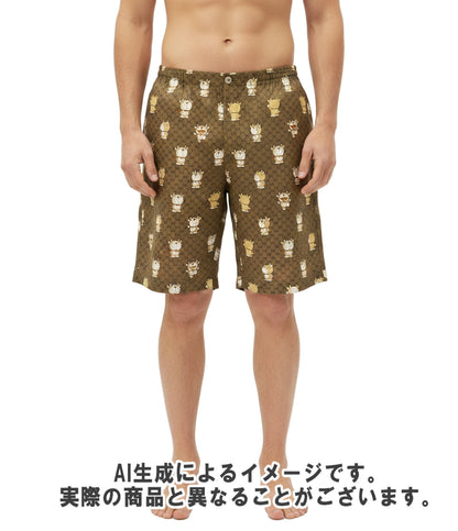GUCCI シルク100%ハーフパンツ GG総柄 ドラえもん 649062 メンズ SIZE 46 (M) グッチ