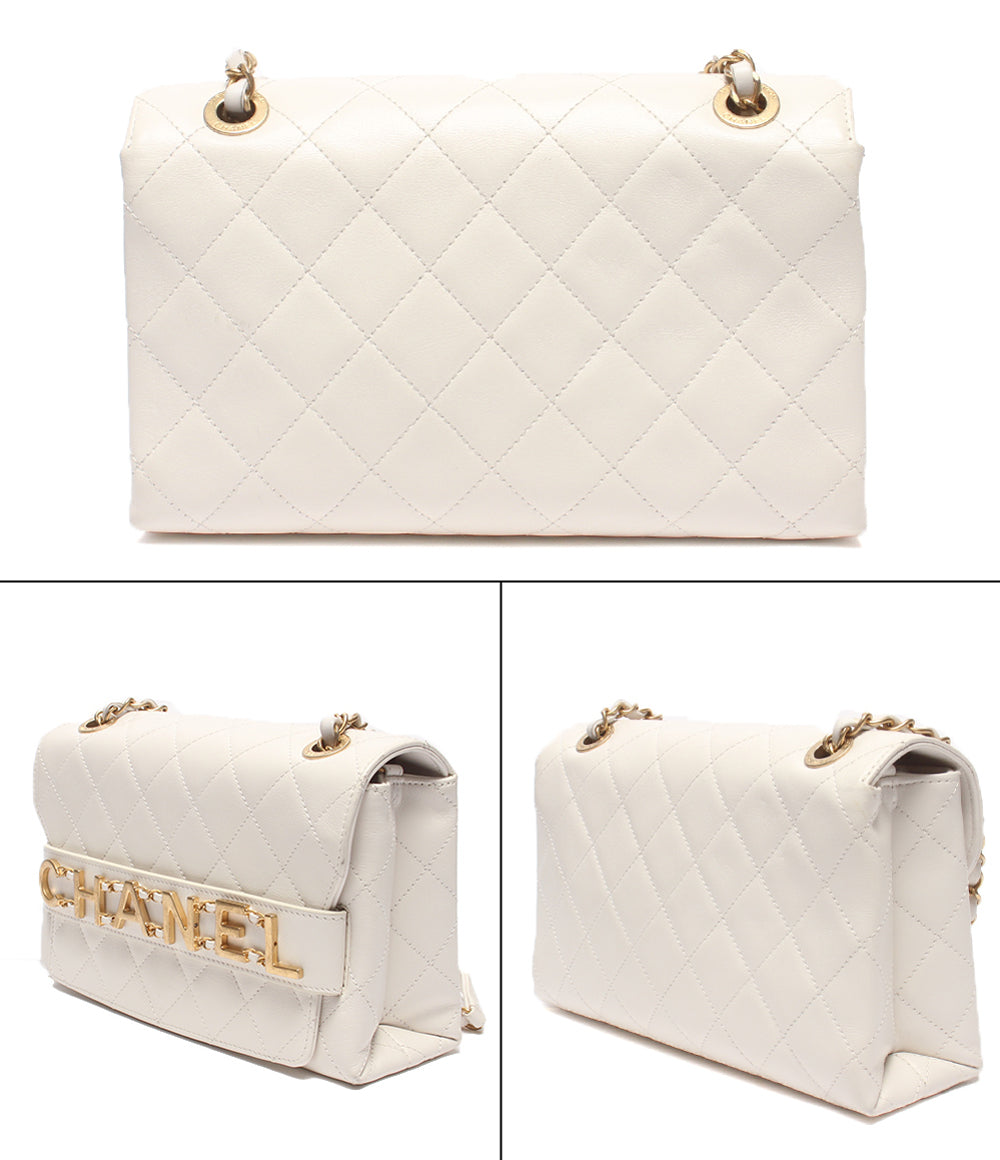 CHANEL チェーンショルダーバッグ 肩掛け 斜め掛け ゴールド金具 シングルフラップ ダブルチェーン マトラッセ レディース シャネル
