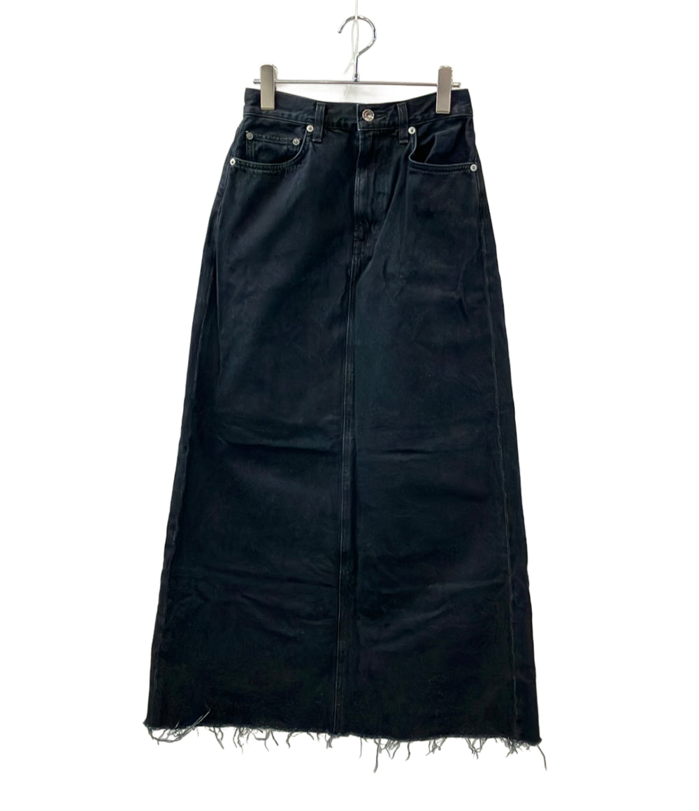 AGOLDE デニムスカート マキシ丈 カットオフ HILLA SKIRT BLK 25 ジップアップ レディース SIZE S エーゴールドイー