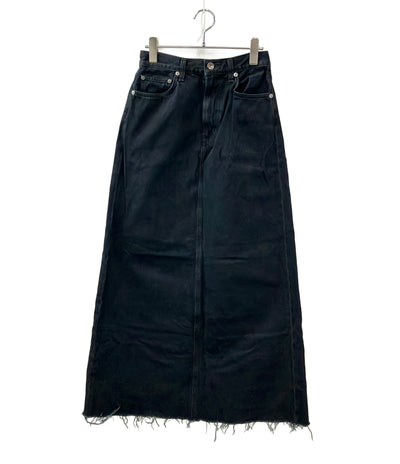 AGOLDE デニムスカート マキシ丈 カットオフ HILLA SKIRT BLK 25 ジップアップ レディース SIZE S エーゴールドイー
