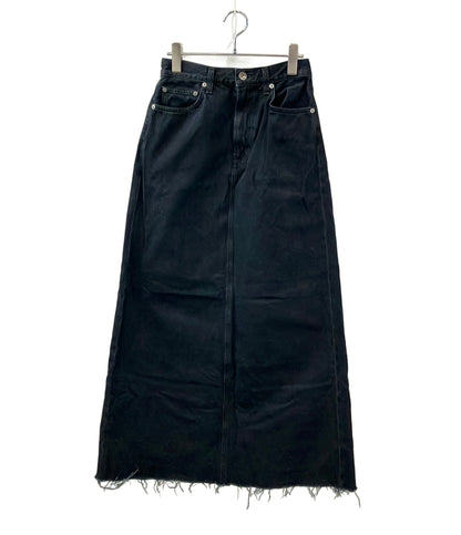 AGOLDE デニムスカート マキシ丈 カットオフ HILLA SKIRT BLK 25 ジップアップ レディース SIZE S エーゴールドイー