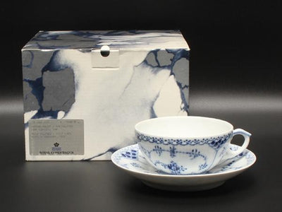 美品 Royal Copenhagen カップ＆ソーサー ブルーフルーテッド ハーフレース ロイヤルコペンハーゲン