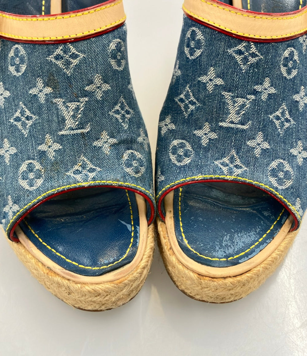 LOUIS VUITTON ウェッジサンダル エスパドリーユ デニムモノグラム レディース SIZE 37 (23.5cm) ルイ・ヴィトン