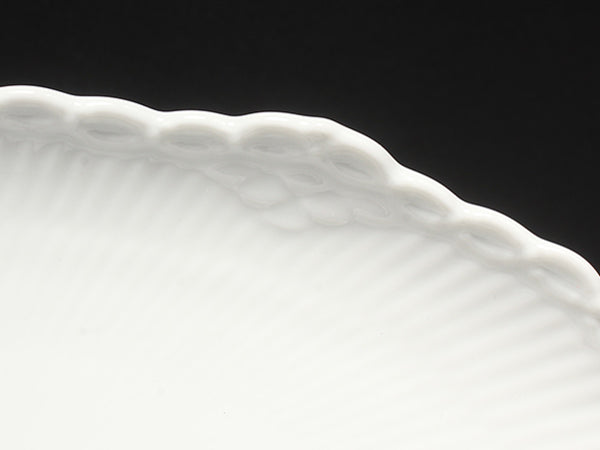 美品 Royal Copenhagen ピックルディッシュ オーバル 皿 25cm ホワイトフルーテッド ハーフレース ロイヤルコペンハーゲン