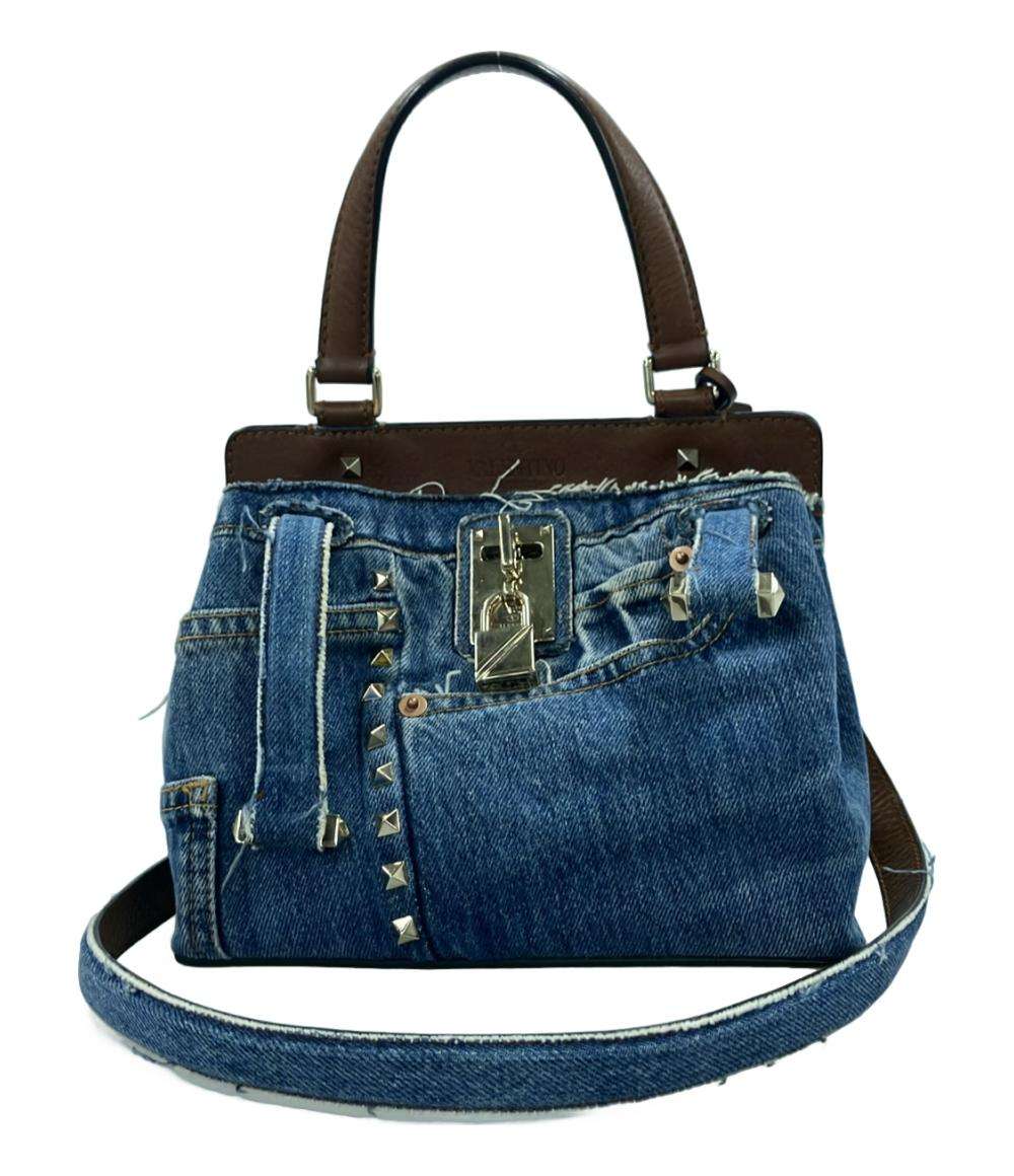 ヴァレンティノ 2wayハンドバッグ ショルダーバッグ デニム スタッズ PW2B0A55XZB レディース VALENTINO