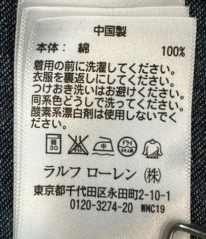 RRL 長袖シャツ スリムフィット デニム ウエスタン インディゴ コンチョボタン  ヴィンテージ 色落ち加工 782505188002 メンズ SIZE S