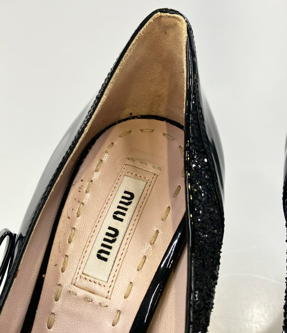 Miu Miu ポインテッドトゥパンプス グリッター パテントレザー レディース SIZE 37 1/2 (24.5cm) ミュウ ミュウ