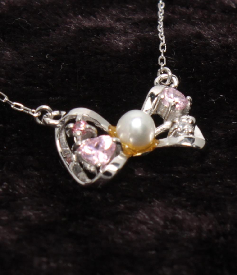 ディズニー ネックレス K10  淡水パール マリーちゃん リボンモチーフ レディース Disney