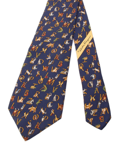 サルヴァトーレフェラガモ ネクタイ シルク100％ 動物柄 Salvatore Ferragamo