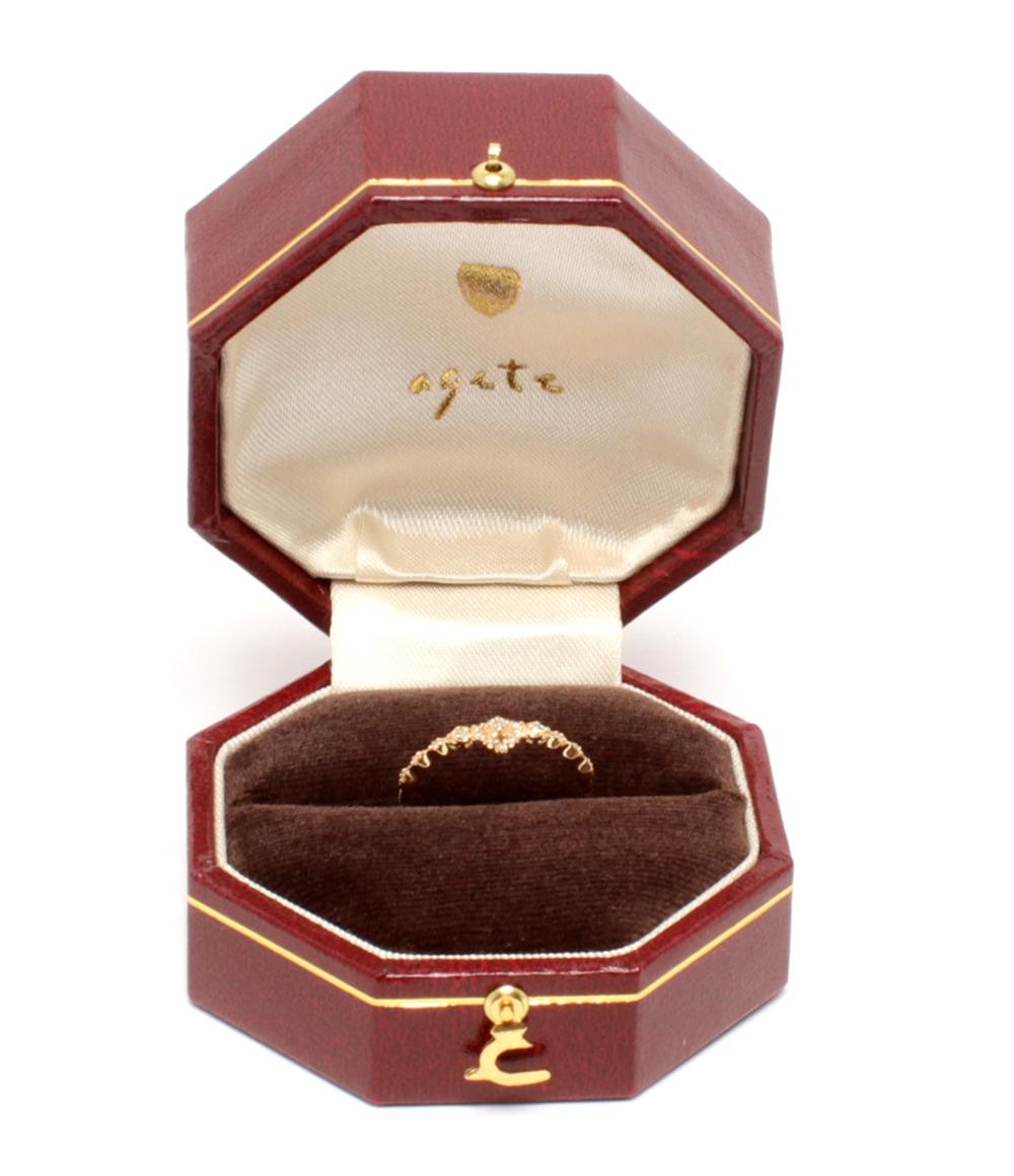 美品 agete リング 指輪 K18 ダイヤ 0.08ct レディース SIZE 10号 アガット