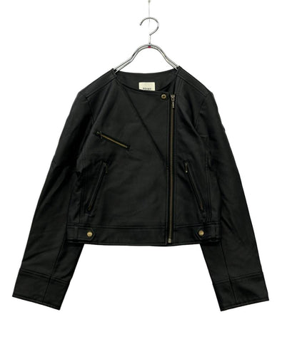 BEAMS HEART フェイクレザー ノーカラーブルゾン アウトレット ジャンパー 43-18-0021-152 レディース SIZE S ビームスハート