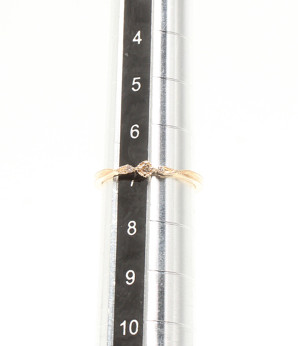 美品 agete リング 指輪 K10 ダイヤ 0.03ct レディース SIZE 7号 アガット