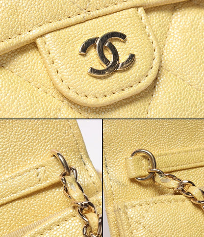 CHANEL チェーンショルダーウォレット コインケース マトラッセ キャビアスキン ゴールド金具 27番台 レディース シャネル