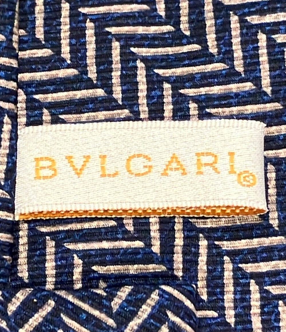 美品 BVLGARI ネクタイ ヘリンボーン柄 シルク100% メンズ ブルガリ