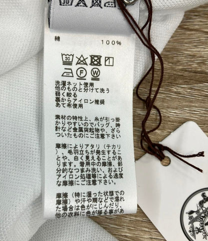 美品 HERMES 半袖Tシャツ クルーネック 左胸パッチポケット コットン100％ サイドスリット タグ 箱付き メンズ SIZE M エルメス