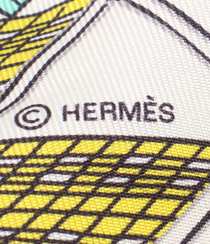 美品 HERMES スカーフ シルク100％ ツイリー PANTIN CITY パンタン シティ エルメス