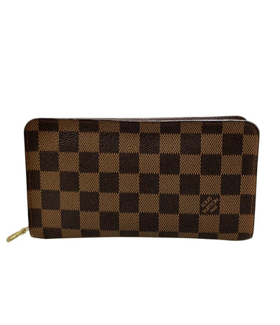 LOUIS VUITTON ラウンドファスナー長財布 PVC レザー ポルトモネジップ ダミエ エベヌ N61728 レディース ルイ・ヴィトン