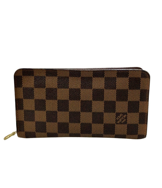 LOUIS VUITTON ラウンドファスナー長財布 PVC レザー ポルトモネジップ ダミエ エベヌ N61728 レディース ルイ・ヴィトン