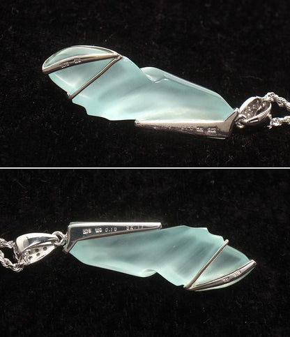 美品 ネックレス K18WG アクアマリン 34.17ct ダイヤ 0.19ct レディース