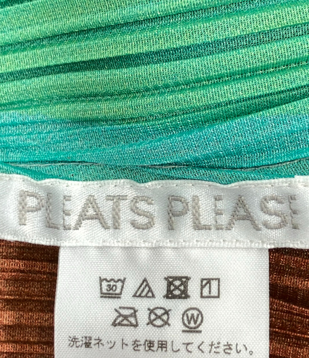 美品 PLEATS PLEASE 長袖カーディガン マルチカラー PP83-JA703 レディース SIZE 3 (L) プリーツプリーズ