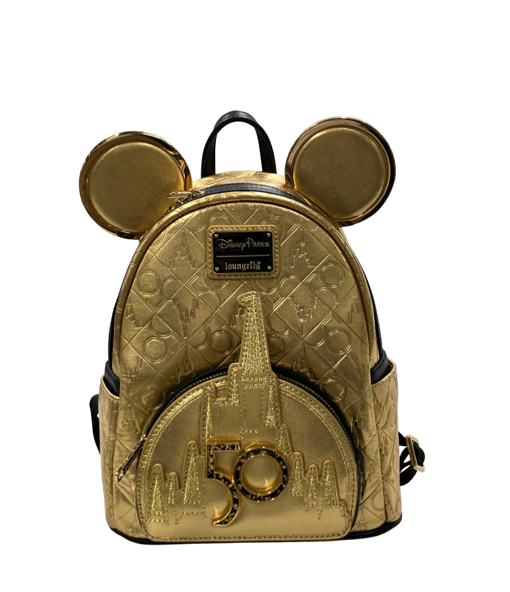 美品 Loungefly Disney リュック WDW 50周年記念 牛革 レディース ラウンジフライ ディズニー